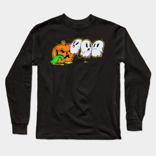 Spooky Creepy Halloween Evil Pumpkin Eating Ghost Halloween Gamer Long Sleeve T-Shirt